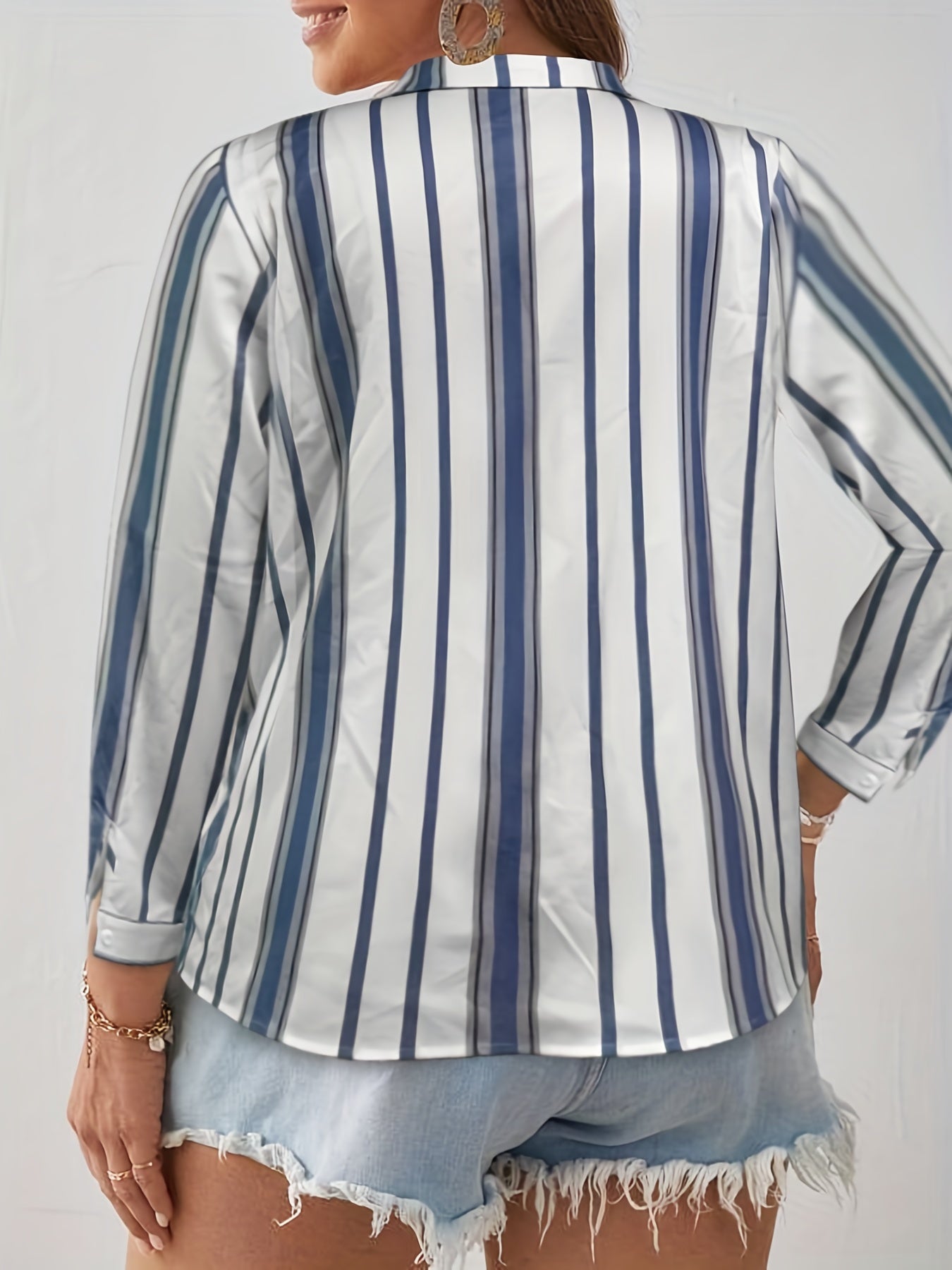 Women's Stripe Print Long Sleeve Blouse
