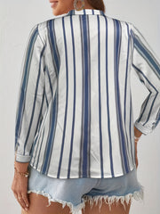 Women's Stripe Print Long Sleeve Blouse
