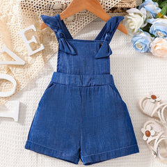 Baby Girls Bowtie Overall Shorts Bib Pants