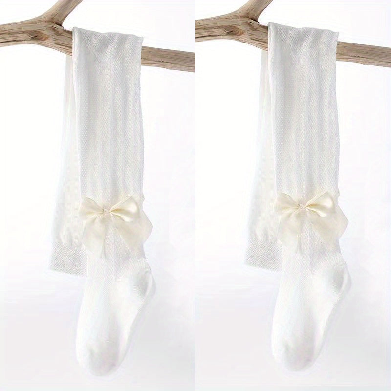 Girls Bowknot Mesh Breathable Pantyhose Knitted Leggings