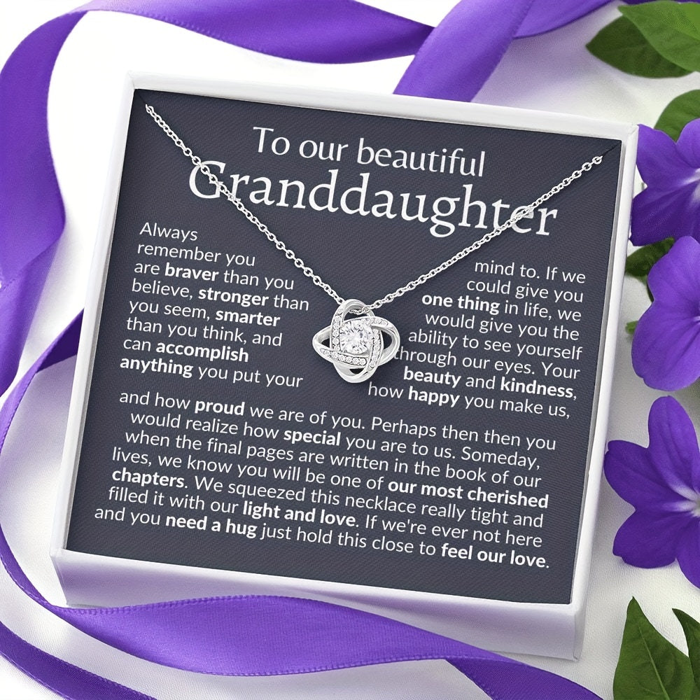 Granddaughter Zircon Flower Pendant Necklace Graduation Christmas Gift