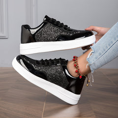 Sequins Decor Low Sneakers Round Toe Skate Shoes