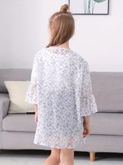Girl's Floral Chiffon Beach Cardigan Cover Up