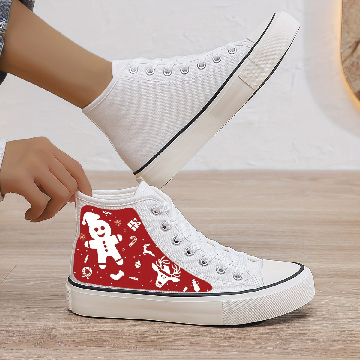 Gingerbread Print Plush Lined Sneakers