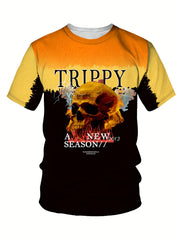 Men's Skull Pattern Sports T shirt Round Neck Tee Shirt For Summer