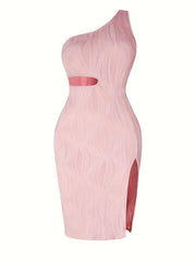 Sexy Dress Women's Plus Textured One Shoulder Tank Dress