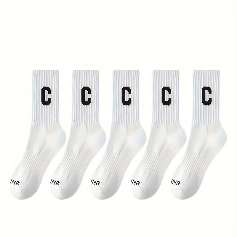 6 Pairs Letter Print Socks Women's Stockings