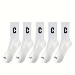 6 Pairs Letter Print Socks Women's Stockings