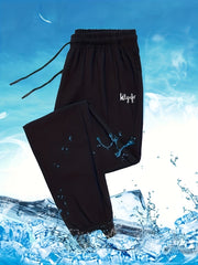Boys Letter Graphic Quick drying Trousers Drawstring Waist Thin Casual Sport Jog
