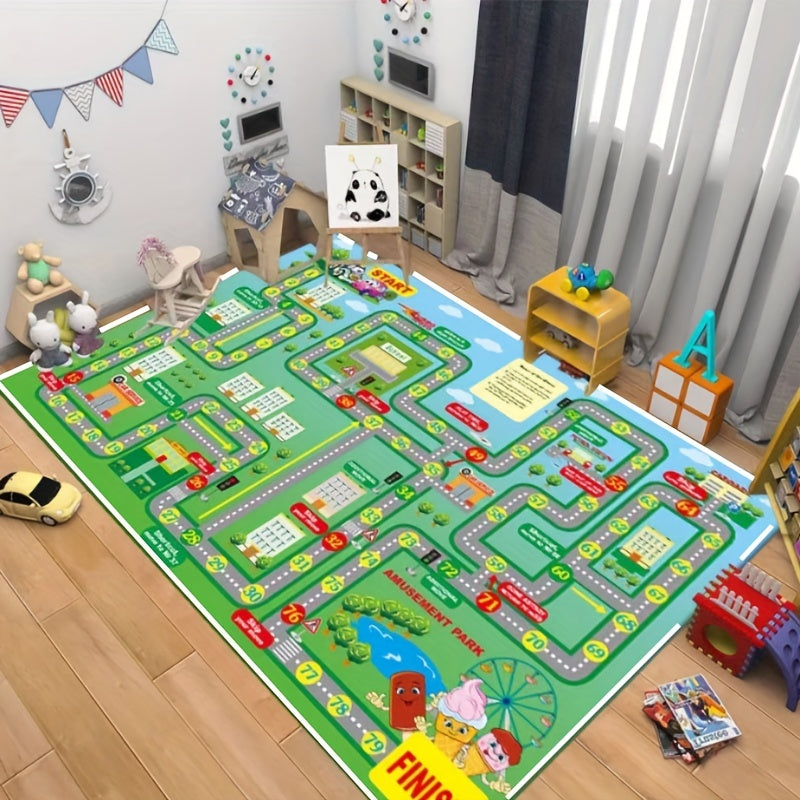 Cartoon Parking Lot Carpet Game Toys Car Play Mat Bedroom Bedside