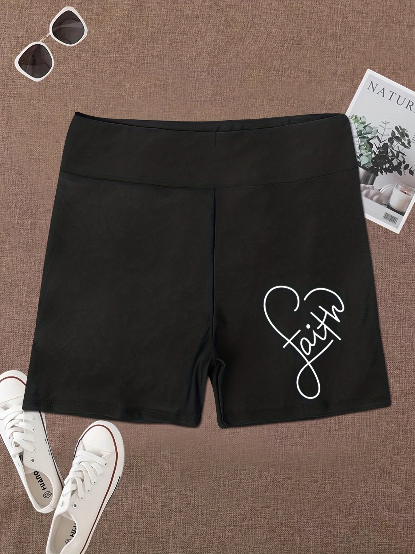 Faith Print High Waist Biker Shorts