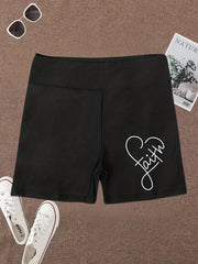 Faith Print High Waist Biker Shorts