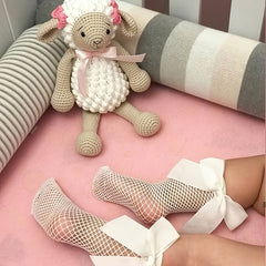 Girls Bowknot Fish Net Socks for Kids