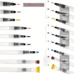 9pcs Watercolor Brush Pens Set for Beginners & Kids