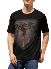 3D Skull Dragon Print Men's Graphic Crew Neck T-shirt