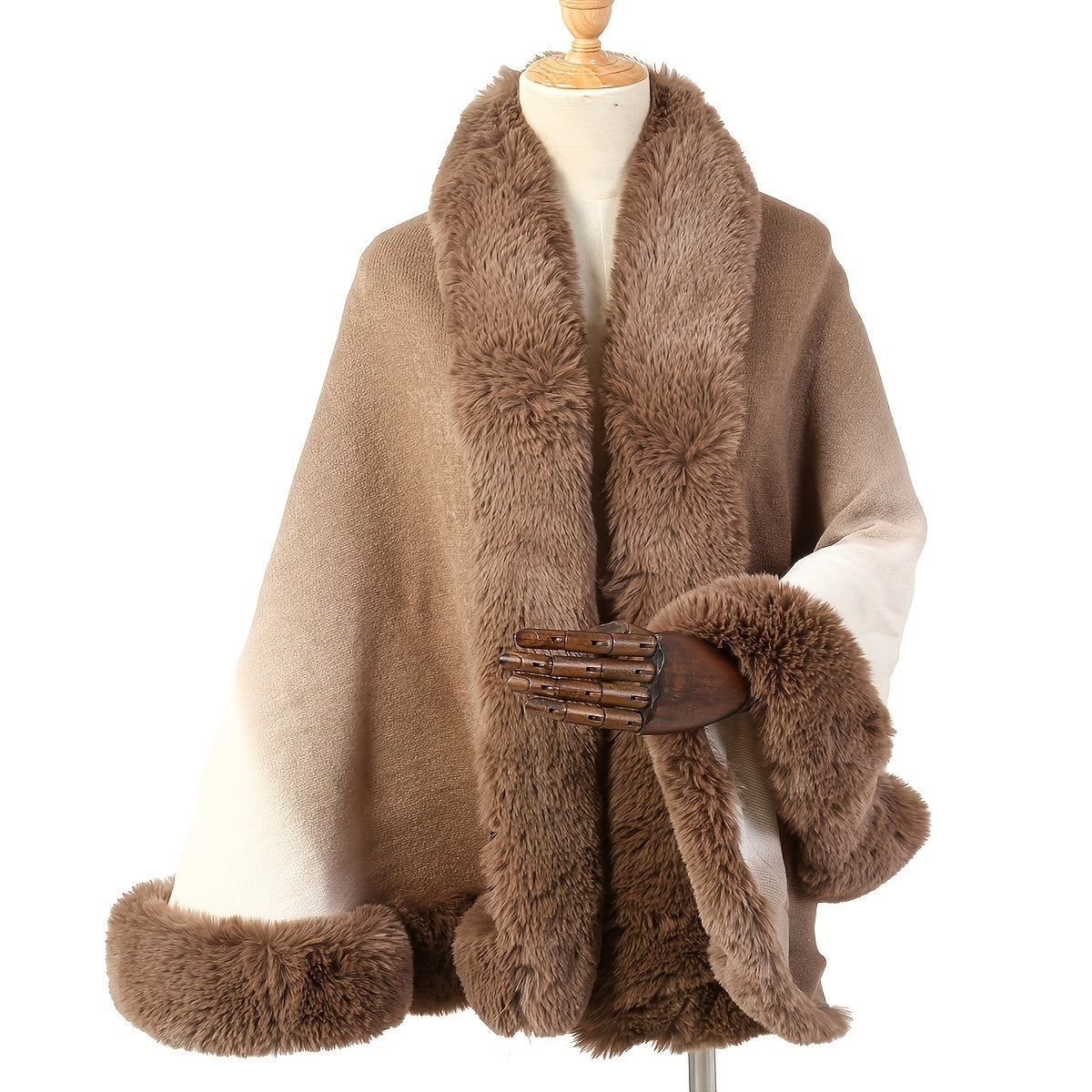 Rabbit Fur Shawl Scarf Collar Cashmere Cloak Winter Warm Wrap