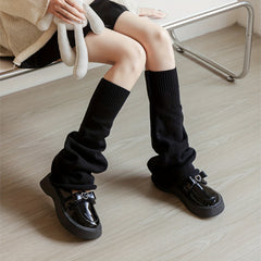 Solid Knitted Leg Warmers Knee High Socks Women's Stockings