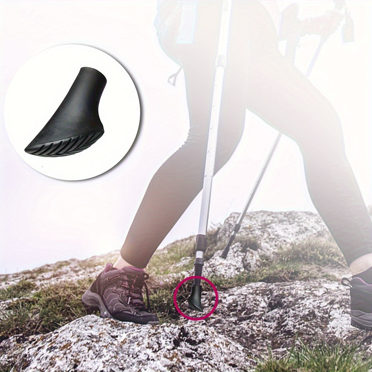 Trekking Pole Tips Replacement Protectors Rubber Hiking Pole Tips