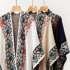 Boho Knit Shawl Tassel Cardigan Retro Windproof Wraps Women