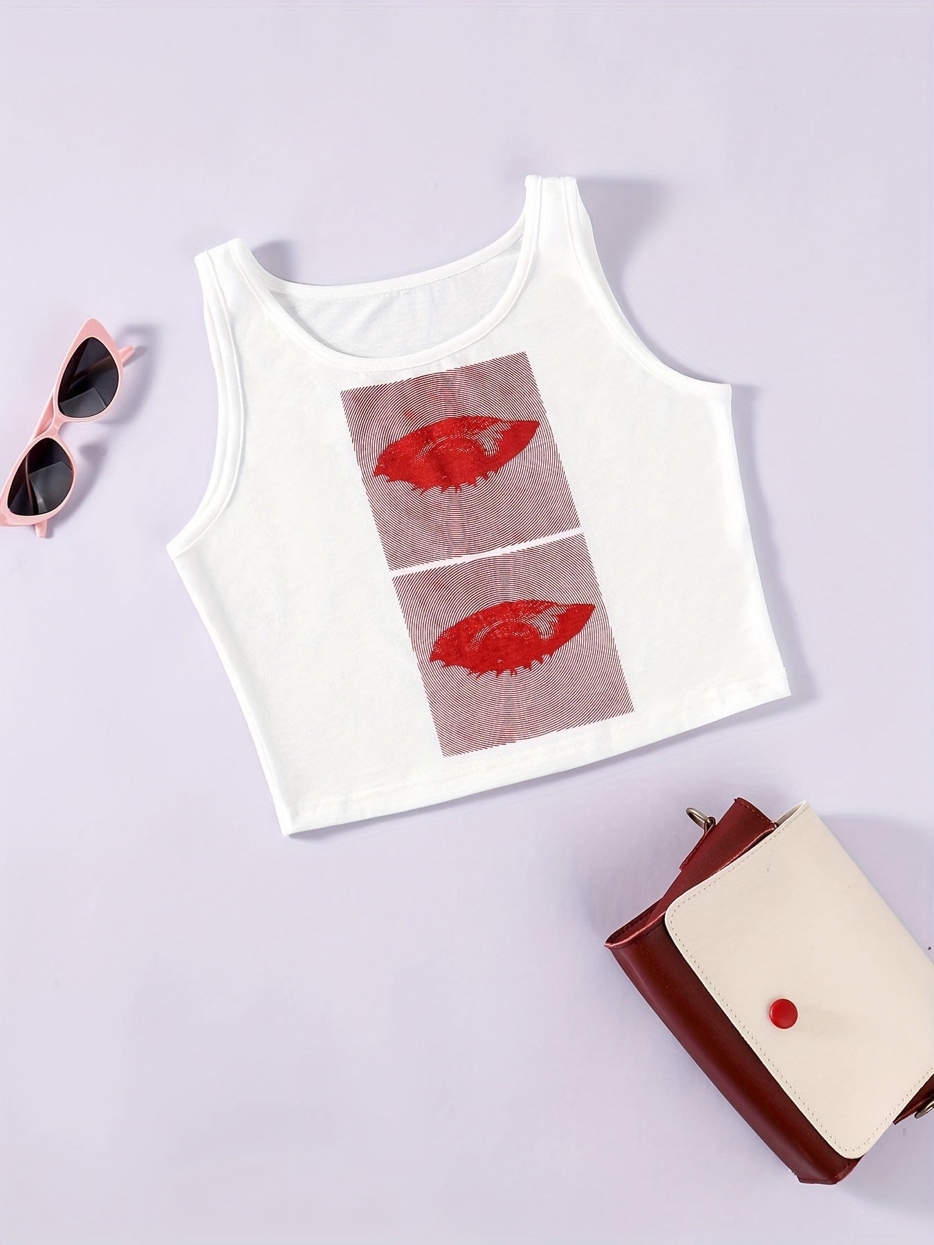 Y2K Eyes Print Tank Top Women's Clothing