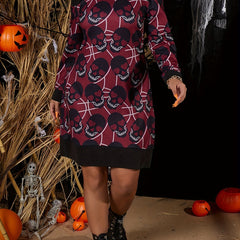 Halloween Gothic Dress Women's Plus Skull Print