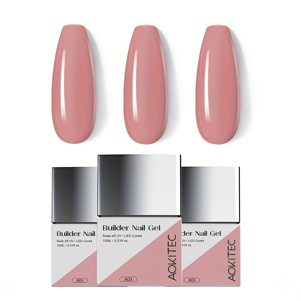 3pcs Aokitec 15ML Building Nail Gel Set - Nail Polish For Strengthener Gel