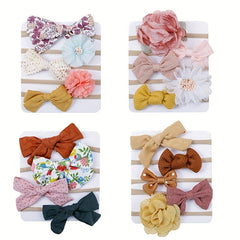 Flowers Bow Decor Headband Hairbands Hair Accessories for Baby Girls