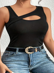 Women's Plus Size Cut Out Ribbed Tank Top