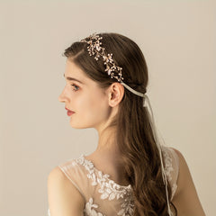 Crystal Flower Headband Faux Pearl Alloy Head Piece Women's Hair Accessories