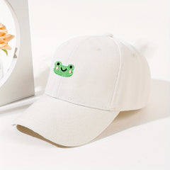 Frog Embroidery Baseball Cap Solid Dad Hats for Women