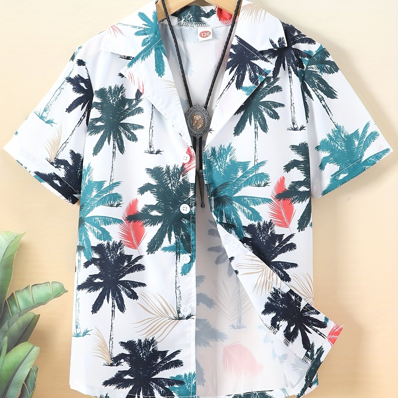Boys Coconut Tree Print Button Down Shirt