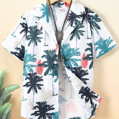 Boys Coconut Tree Print Button Down Shirt