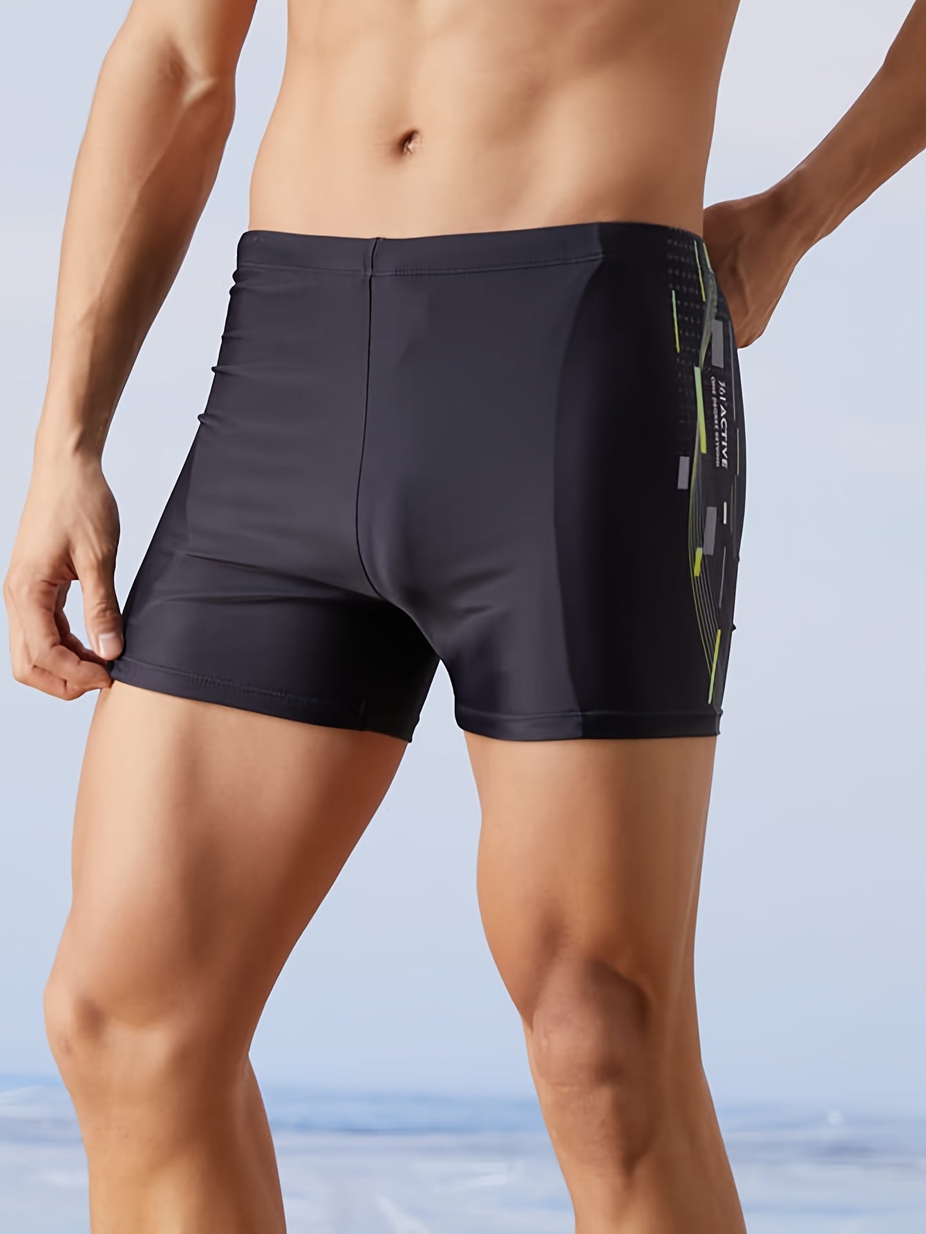 Solid Men's Boxer Sports Swimming Trunks Beach Shorts Surfing Beachwear