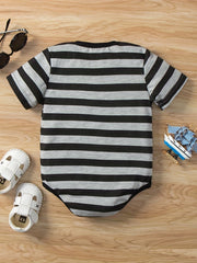 Baby Boy's Striped Short Sleeve Triangle Romper