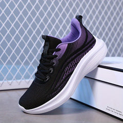 Women's Breathable Flying Woven Sneakers Casual Lace Up Running Shoes