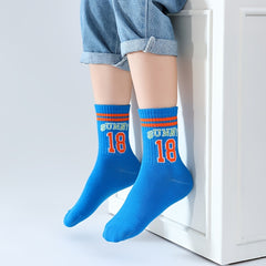5pairs Boys Kids Number Print Crew Socks Casual Sports Socks