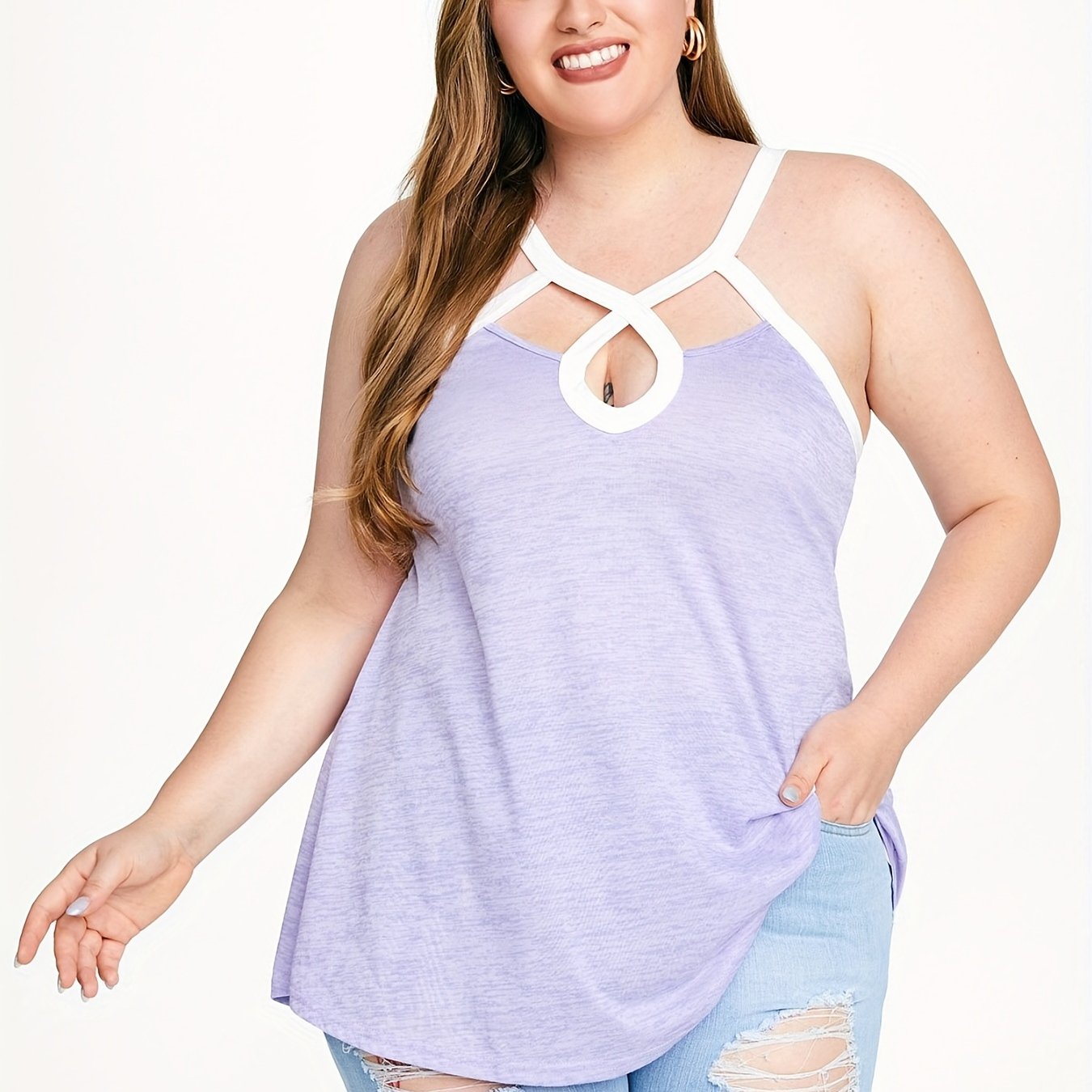 Colorblock Cut Out High Stretch Cami Top