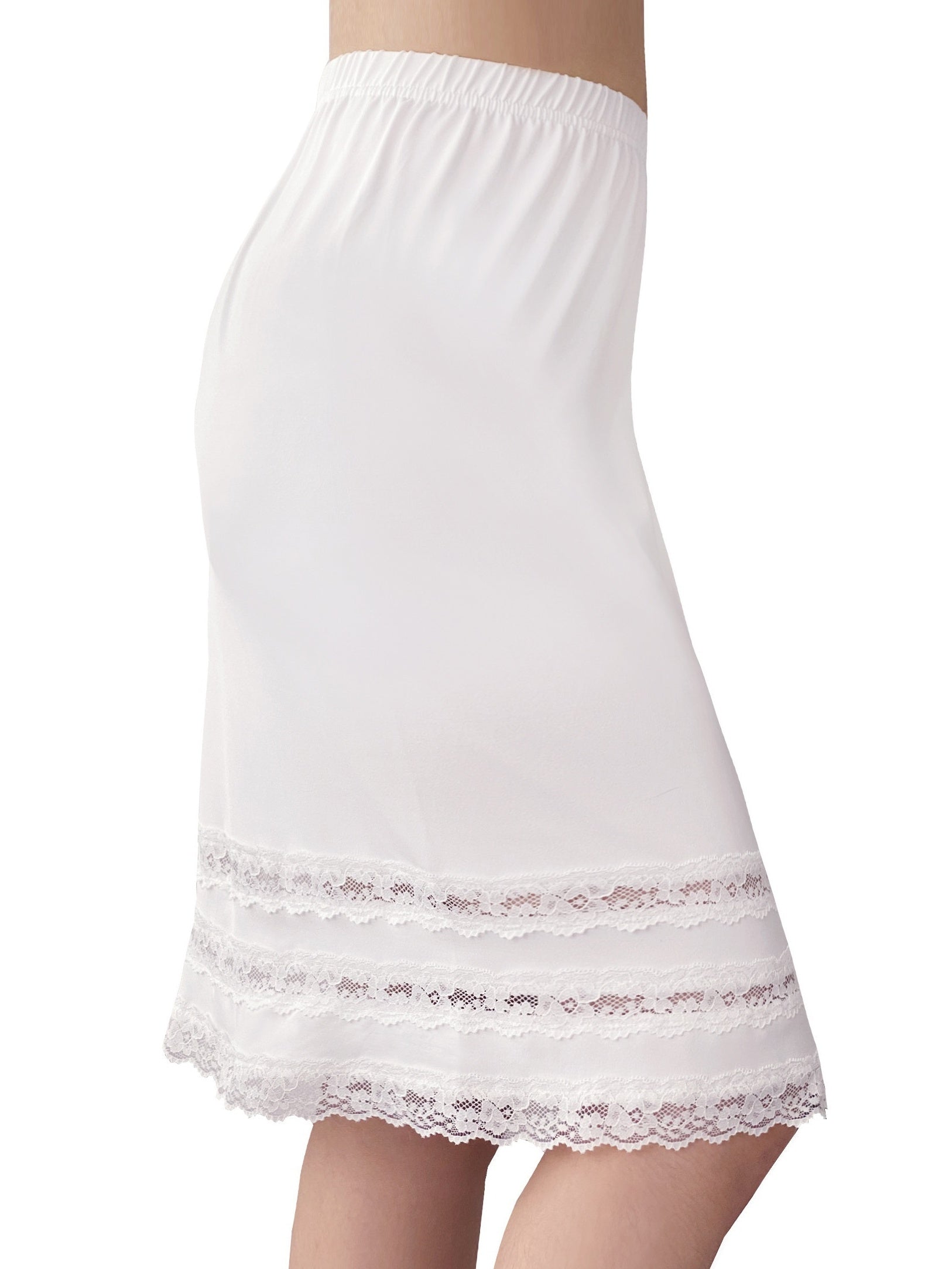 Lace Solid Skirt Mid Rise Stretch Petticoat