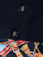 Chain Print Splicing Blazer Jacket Lapel Double Breast Outerwear