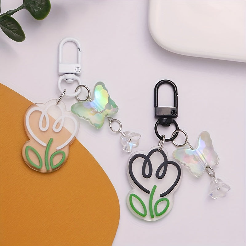 Acrylic Colorful Flower Keychain Pendant Bag Decoration