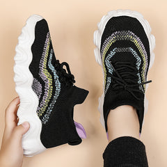 Girl's Knit Running Shoes Slip On Comfy Sneakers Anti skid Breathable