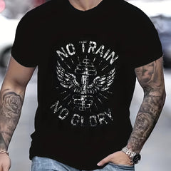 NO TRAIN NO GLORY Pattern Print Men's Short Sleeve Comfy T shirt
