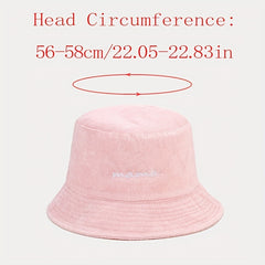 Mama Embroidery Bucket Hat Warm Plush Basin Casual Fisherman Cap