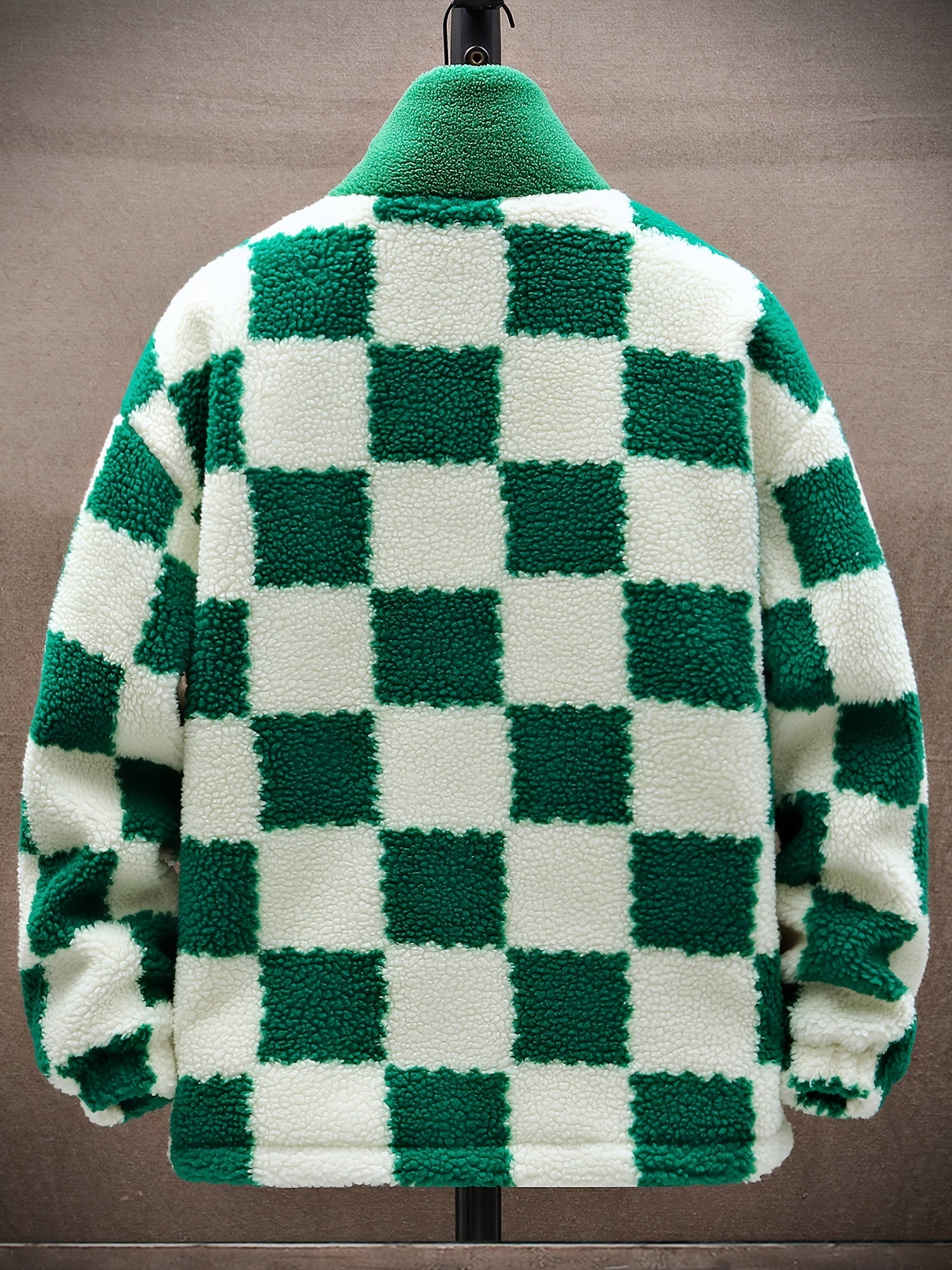 Men's Plaid Fleece Coat Thickened Thermal Couple Coat