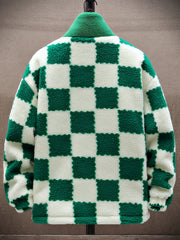 Men's Plaid Fleece Coat Thickened Thermal Couple Coat