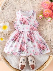 Baby Girls Butterfly Sleeveless Dress Clothes