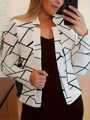 Geometric Print Open Front Blazer