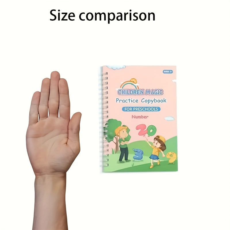 4pc Kids' Handwriting Workbooks Grooved Pages Writing Stickers & Pen