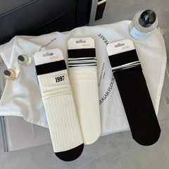 5 Pairs Striped Sports Socks Breathable Women's Stockings