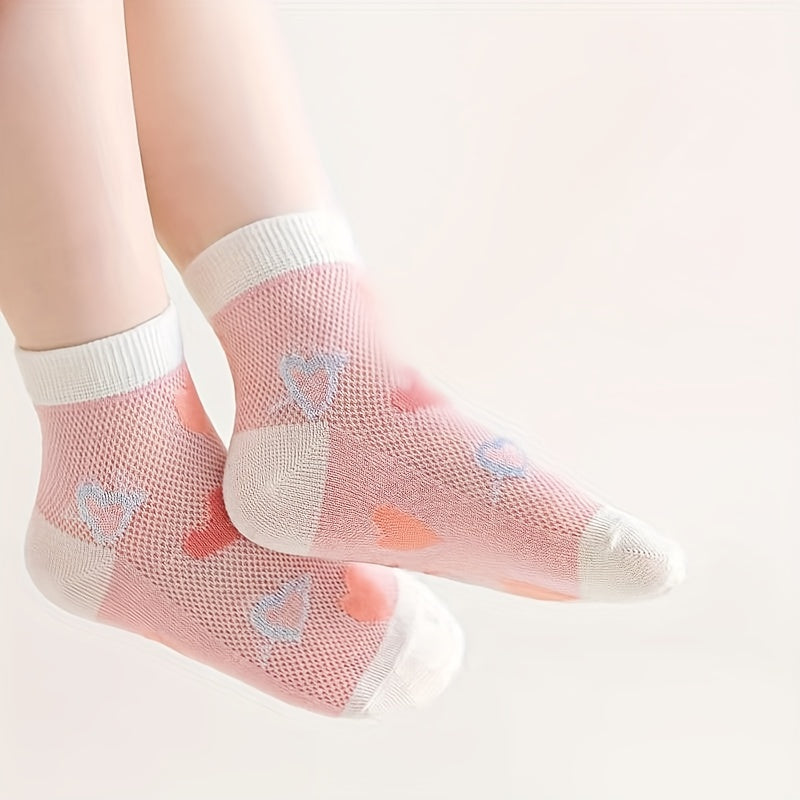 5 Pairs Cartoon Heart Knit Socks Girls Accessories